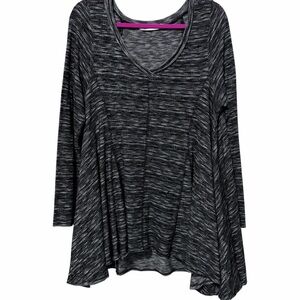 EVERLEIGH Gray Space-Dye Long Sleeve Relaxed Fit Tunic 1XL